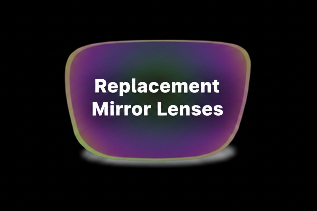 Non-Rx replacement mirrored polarized lenses for sunglasses in a frame