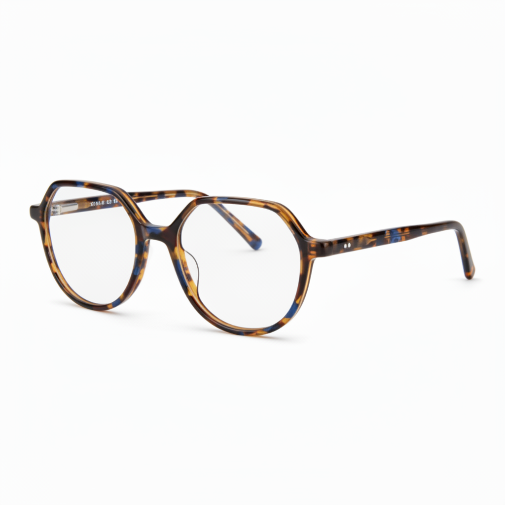Black geometric optical frame glasses with size 52-17-140 and 46mm lens height