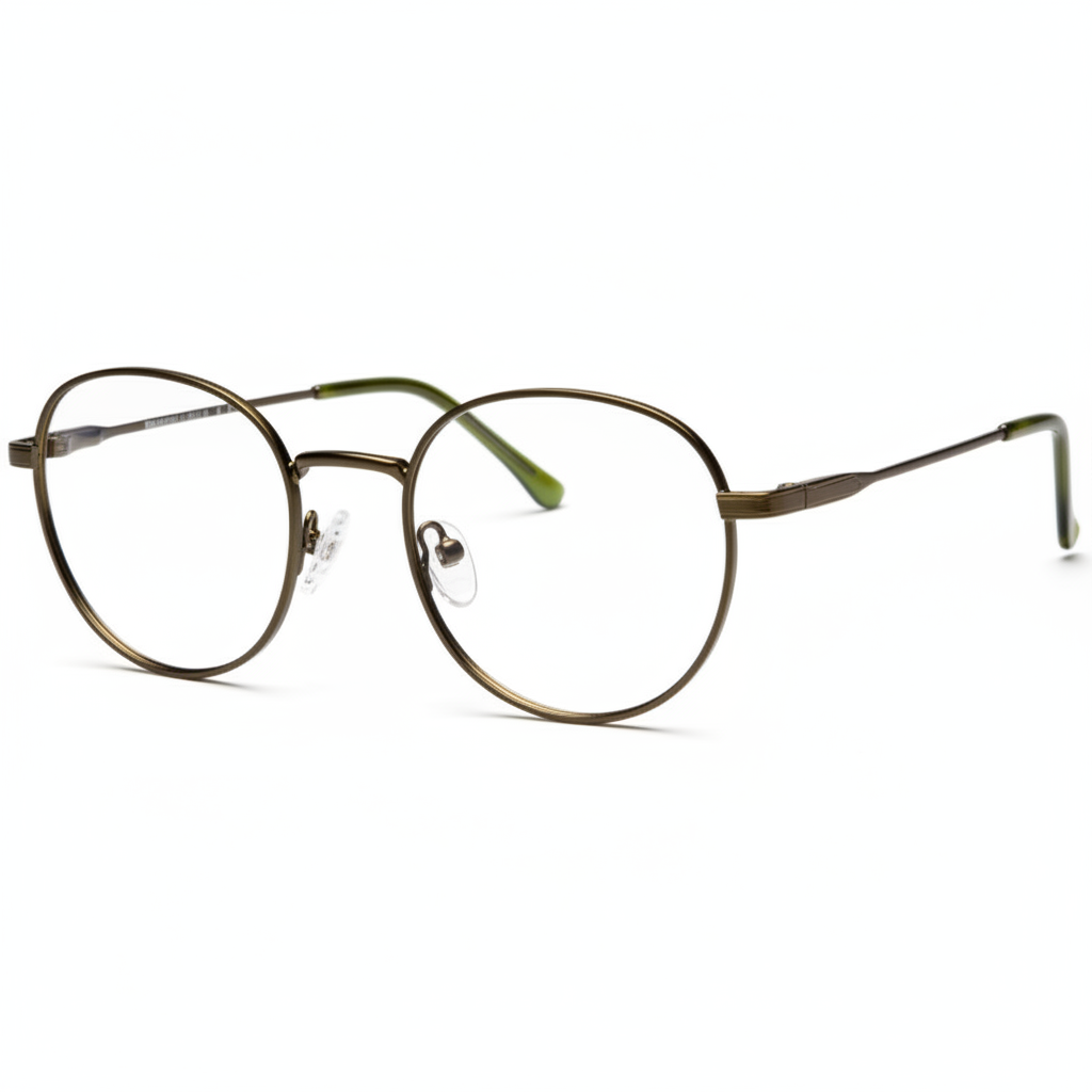 Antique bronze round metal eyeglasses 1:1