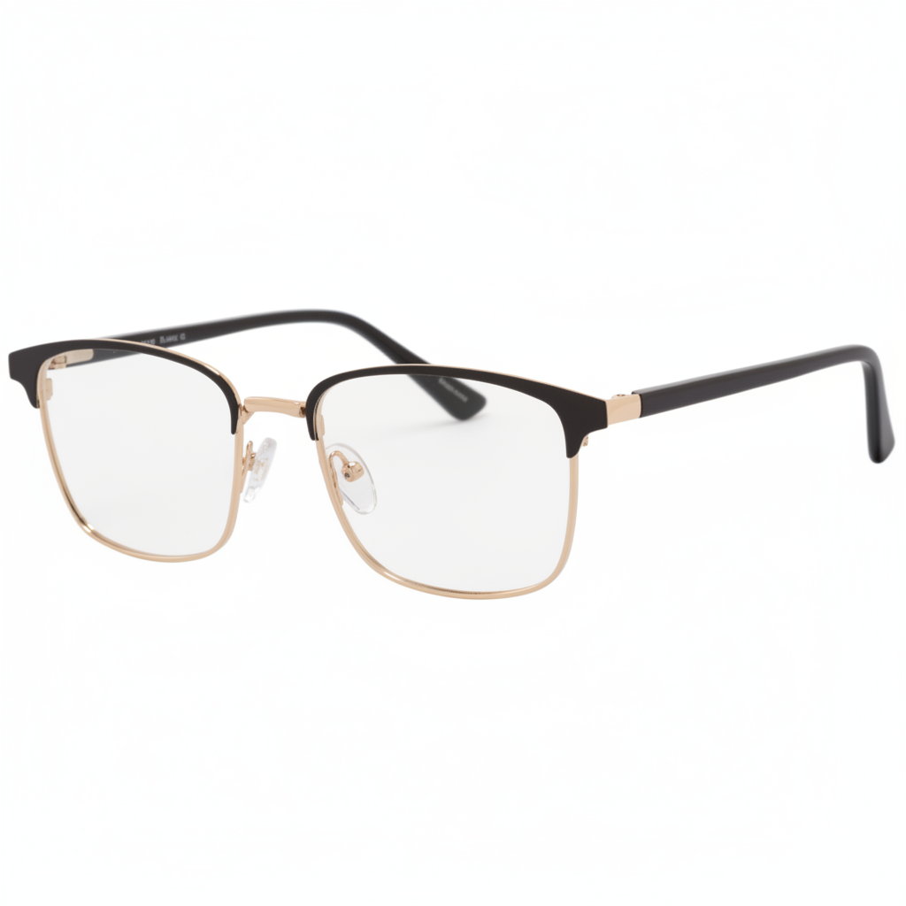 Black and gold browline eyeglasses 1:1