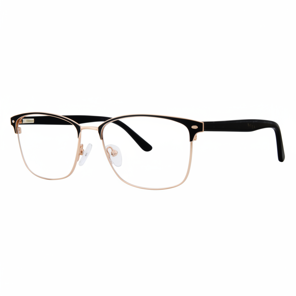 Black and Gold Browline Eyeglasses