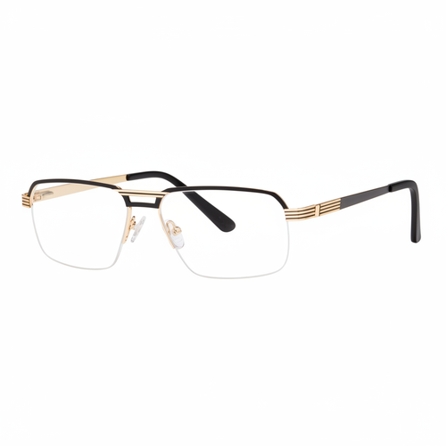 Black and Gold Semi-Rimless Eyeglasses 1:1