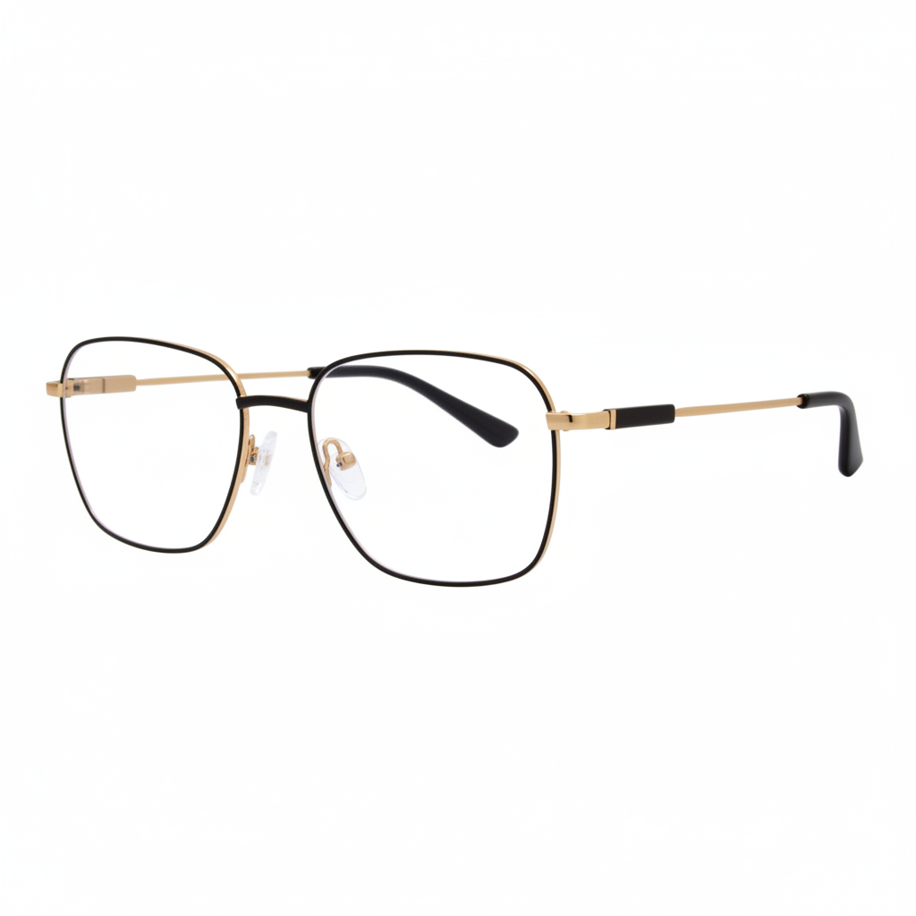 Black and Gold Square Eyeglass Frames 1:1