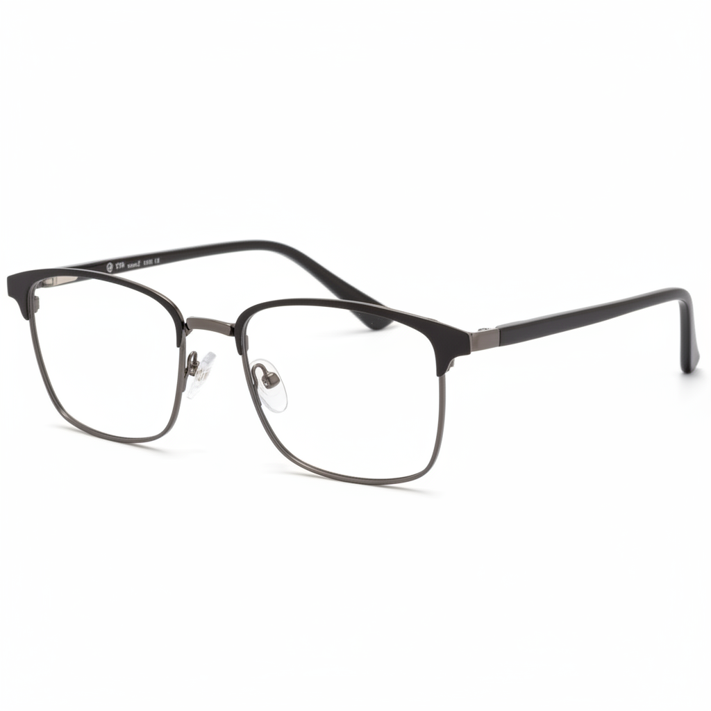 Black and gunmetal browline eyeglasses 1:1