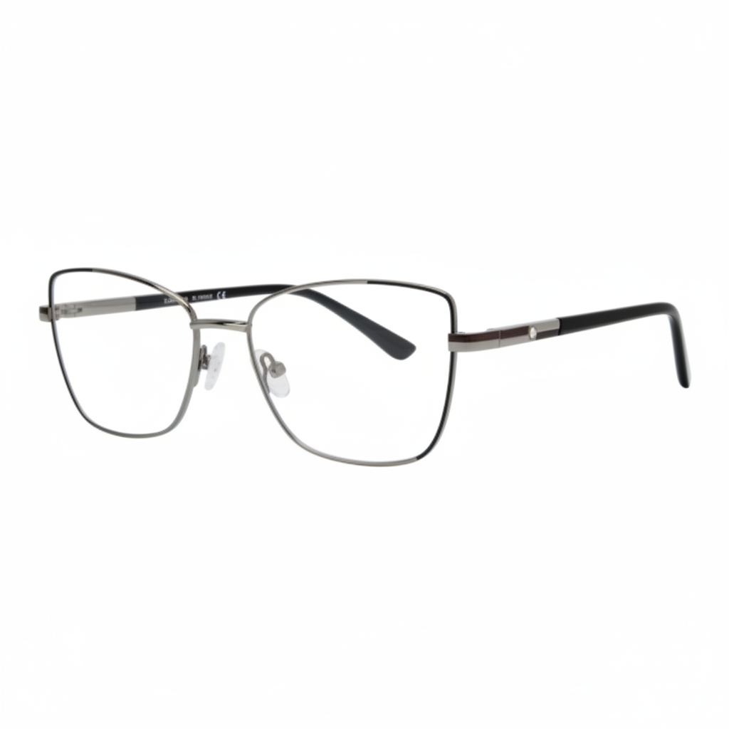 Black and gunmetal cat-eye butterfly eyeglasses