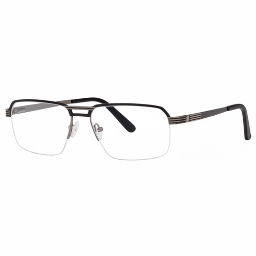 Black and Gunmetal Semi-Rimless Eyeglasses 1:1