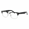 Black and silver clubmaster browline eyeglasses 1:1