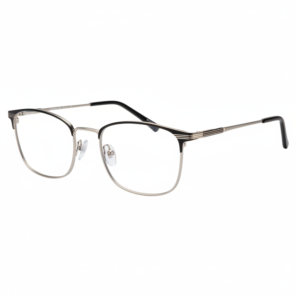 Black and silver pinstripe browline eyeglasses 1:1