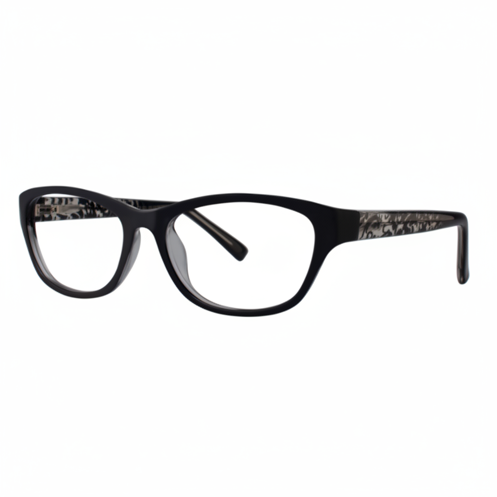 Black Cat-Eye Glasses with Print Temples 1:1