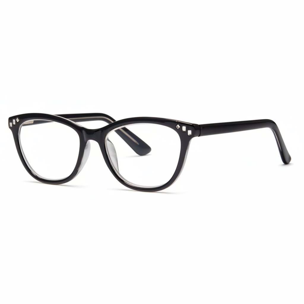 Black Crystal Cat-Eye Eyeglasses 1:1