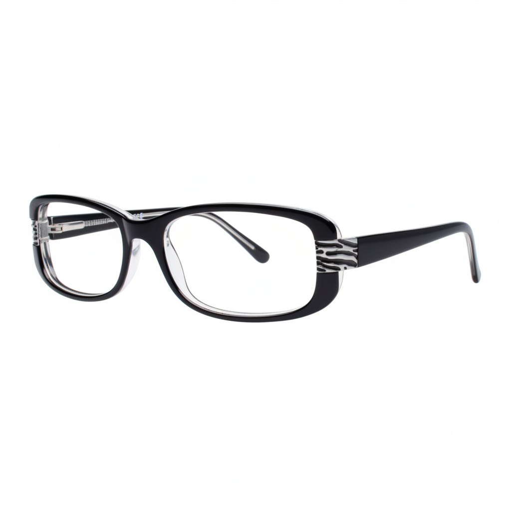 Black Crystal Rectangular Eyeglasses