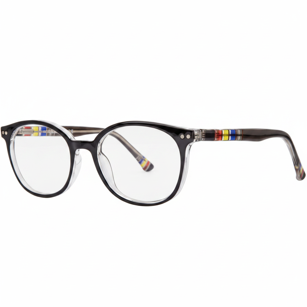 Black Crystal Round Eyeglasses 1:1