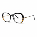 Black geometric frames with tortoiseshell and gold – 1:1 square