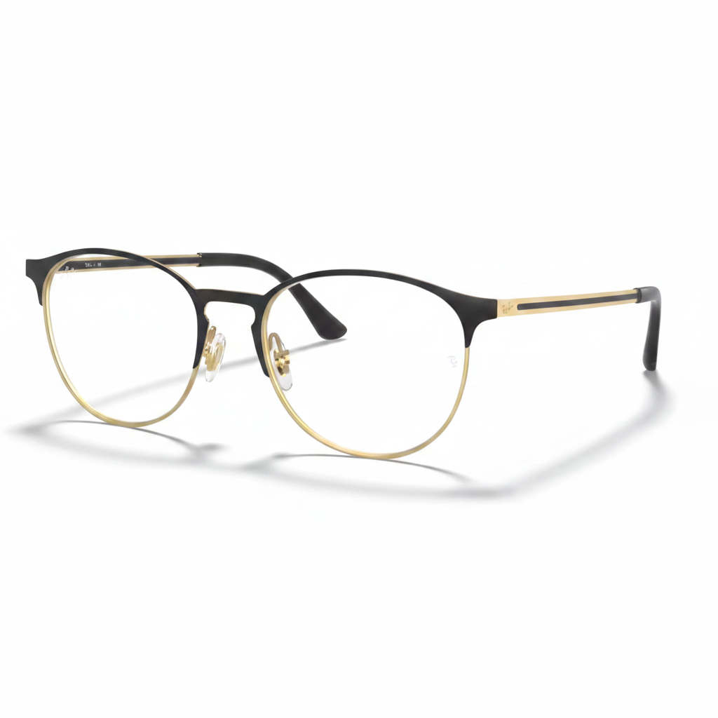 Black & Gold Round Metal Eyeglasses 1:1