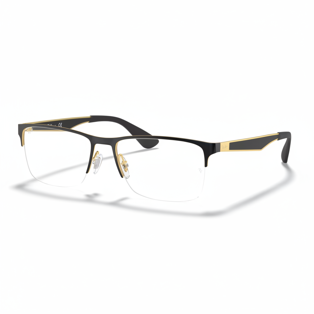 Black & Gold Semi-Rimless Eyeglasses 1:1