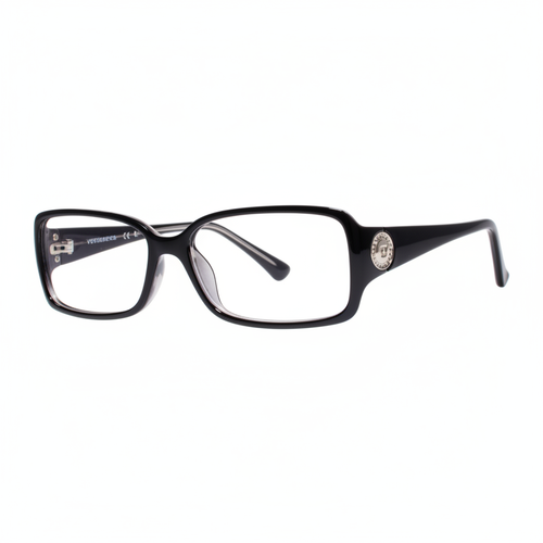 Black Rectangular Eyeglasses with Crystal Detail