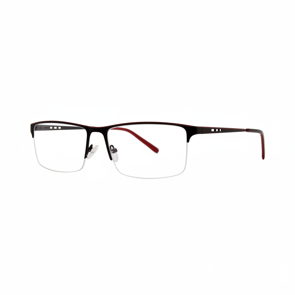Black Semi-Rimless Eyeglass Frames 1:1