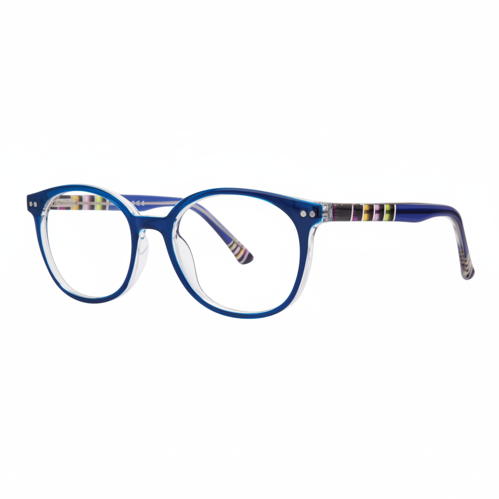 Blue Round Striped Eyeglasses 1:1