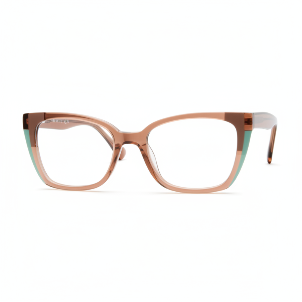Brown and teal cat-eye frames – 1:1 square