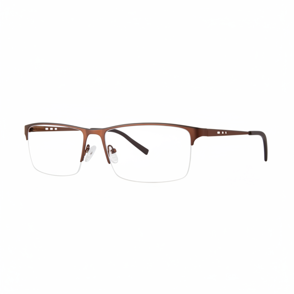 Brown Semi-Rimless Eyeglass Frames 1:1