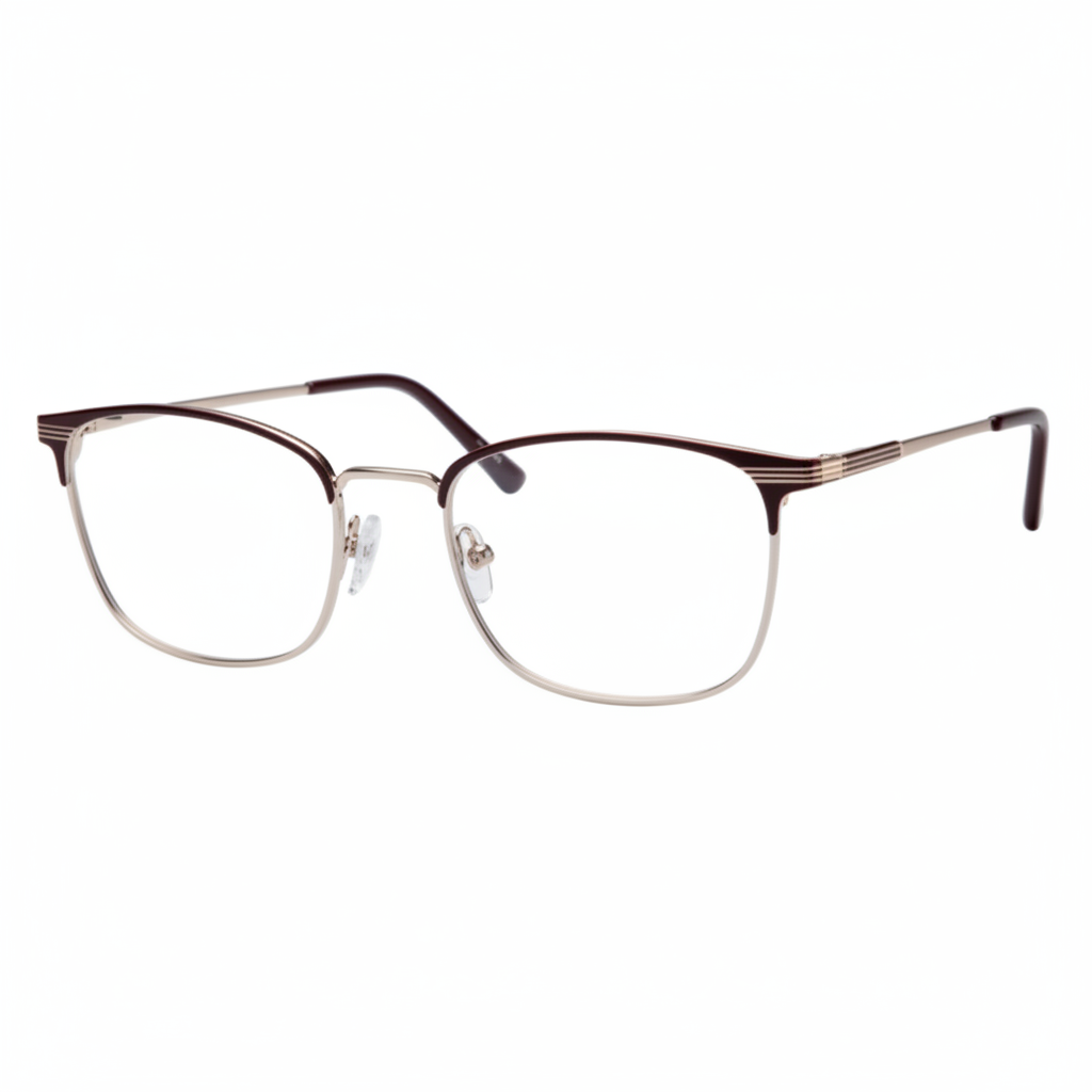 Burgundy and silver pinstripe browline eyeglasses 1:1