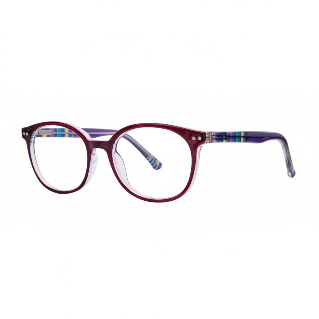 Burgundy Plaid Eyeglasses 1:1