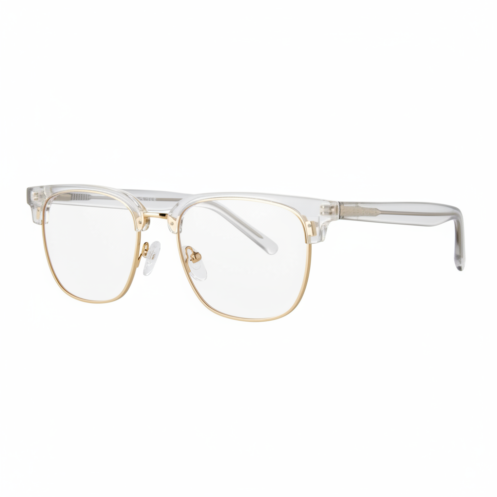 Clear crystal and gold clubmaster eyeglasses 1:1