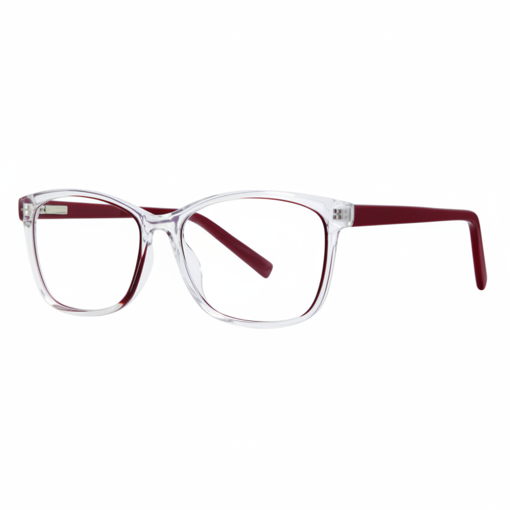 Clear Frame Burgundy Eyeglasses