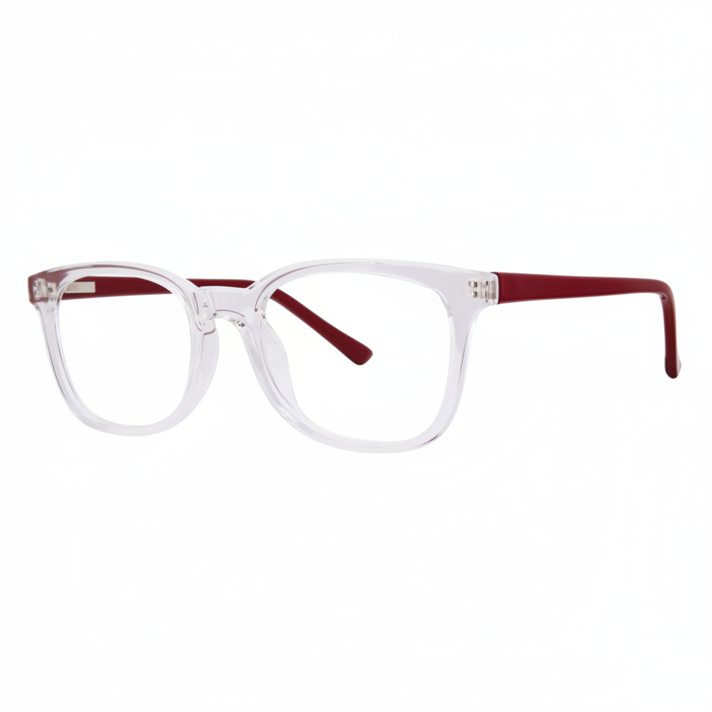 Crystal Clear Eyeglasses with Red Temples