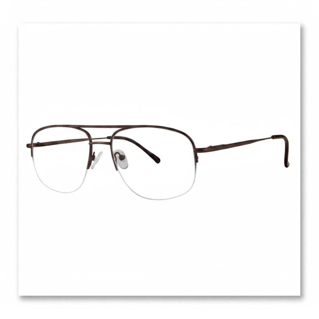 Dark Brown Half-Rim Aviator Double Bridge Eyeglasses 1:1