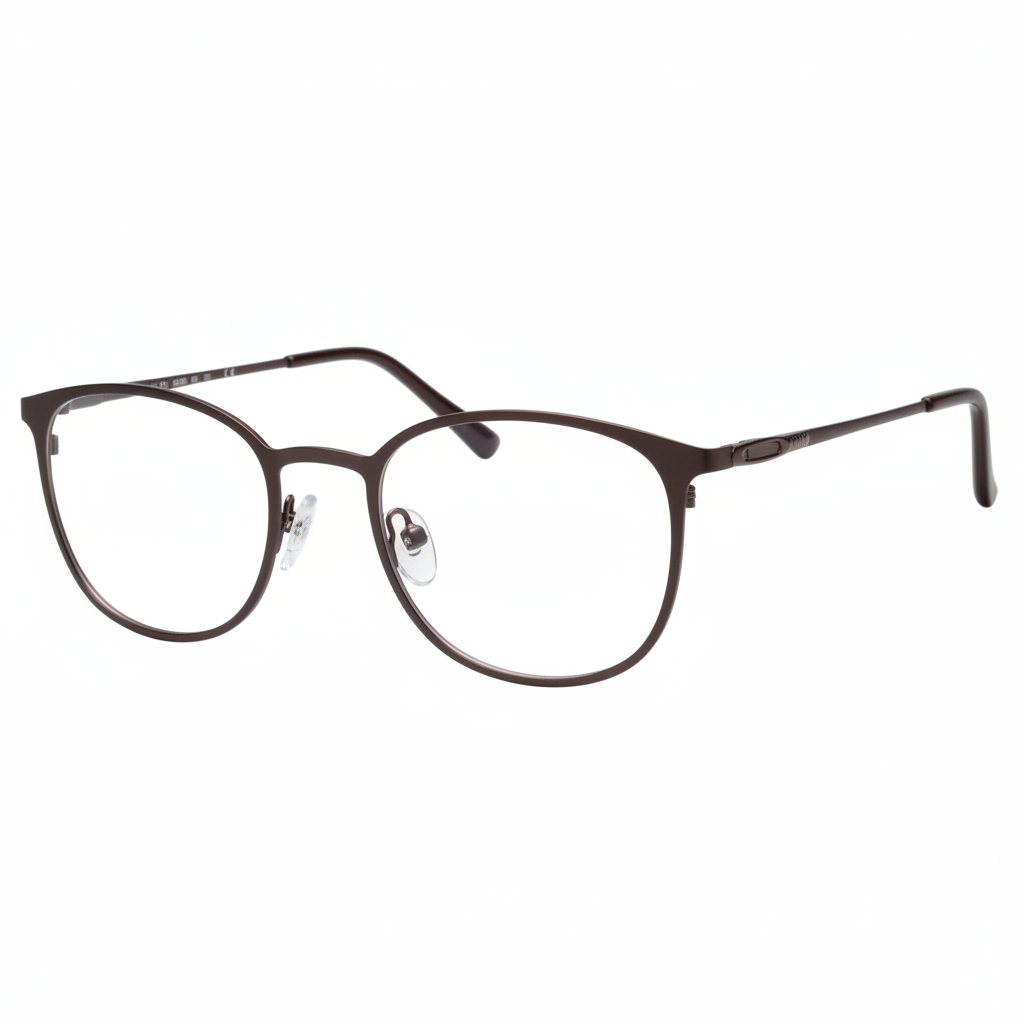 Dark brown round-square hybrid eyeglasses 1:1