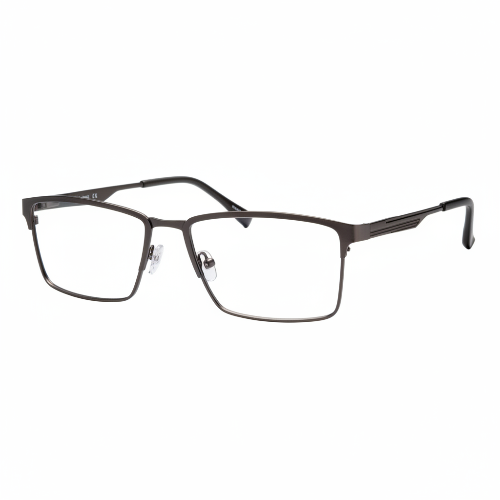 Dark Gunmetal Rectangular Eyeglasses 1:1
