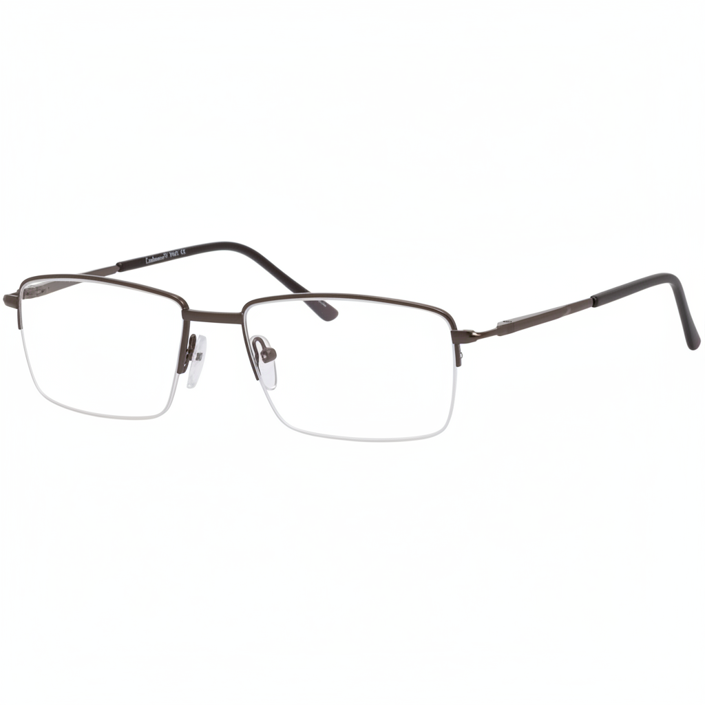 Dark gunmetal semi-rimless eyeglasses 1:1