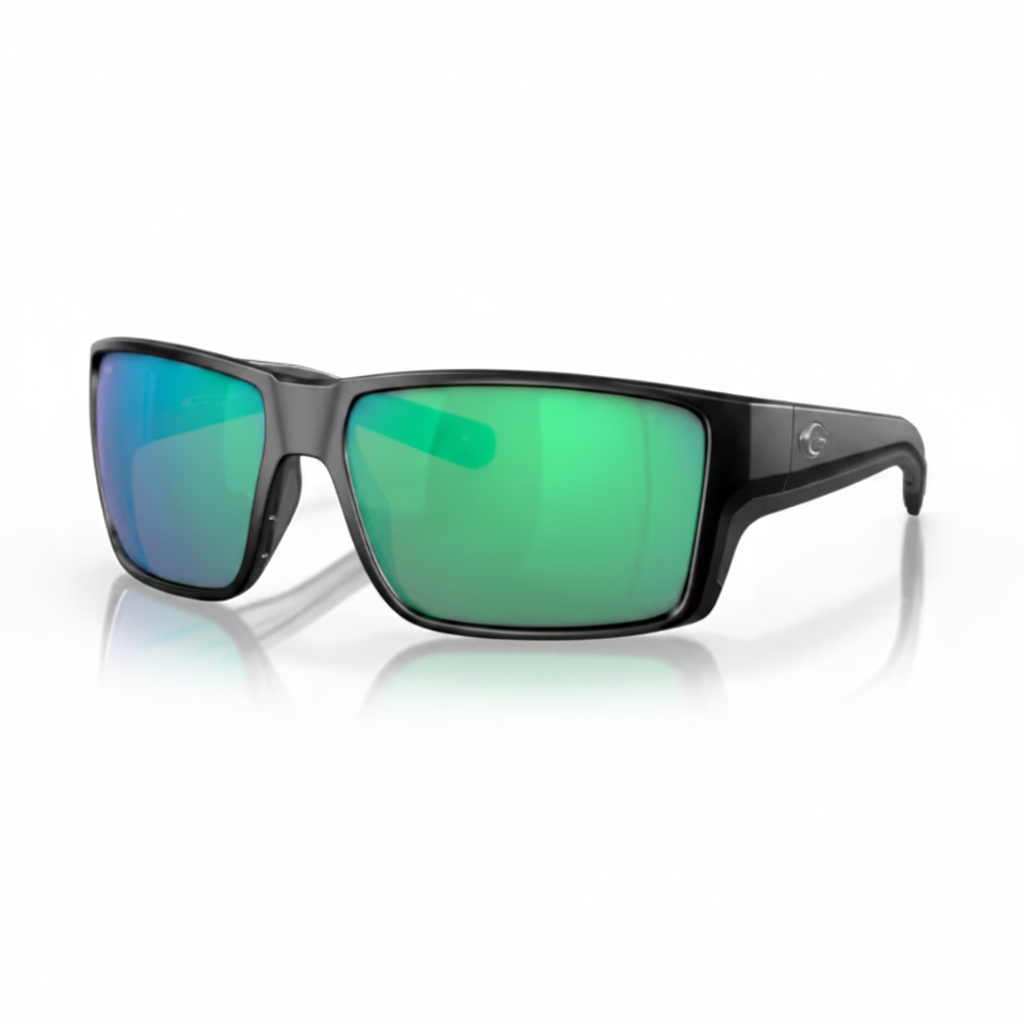 Glossy Black Green Mirror Sport Sunglasses 1:1