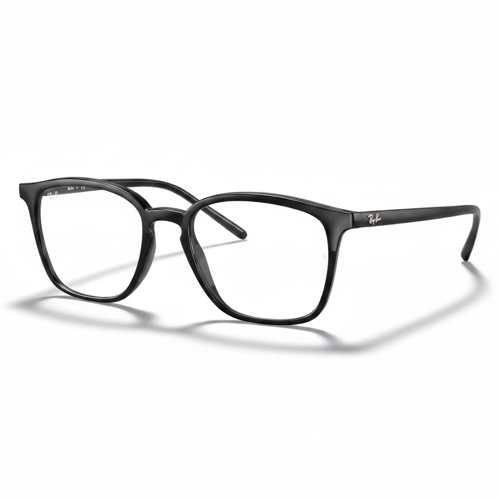 Glossy Black Large Square Eyeglasses 1:1