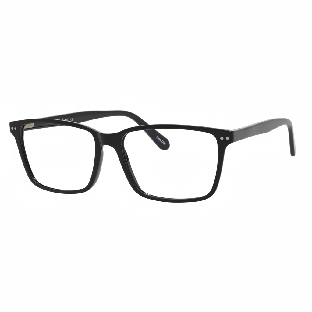 Glossy Black Rectangular Eyeglass Frames — 1:1