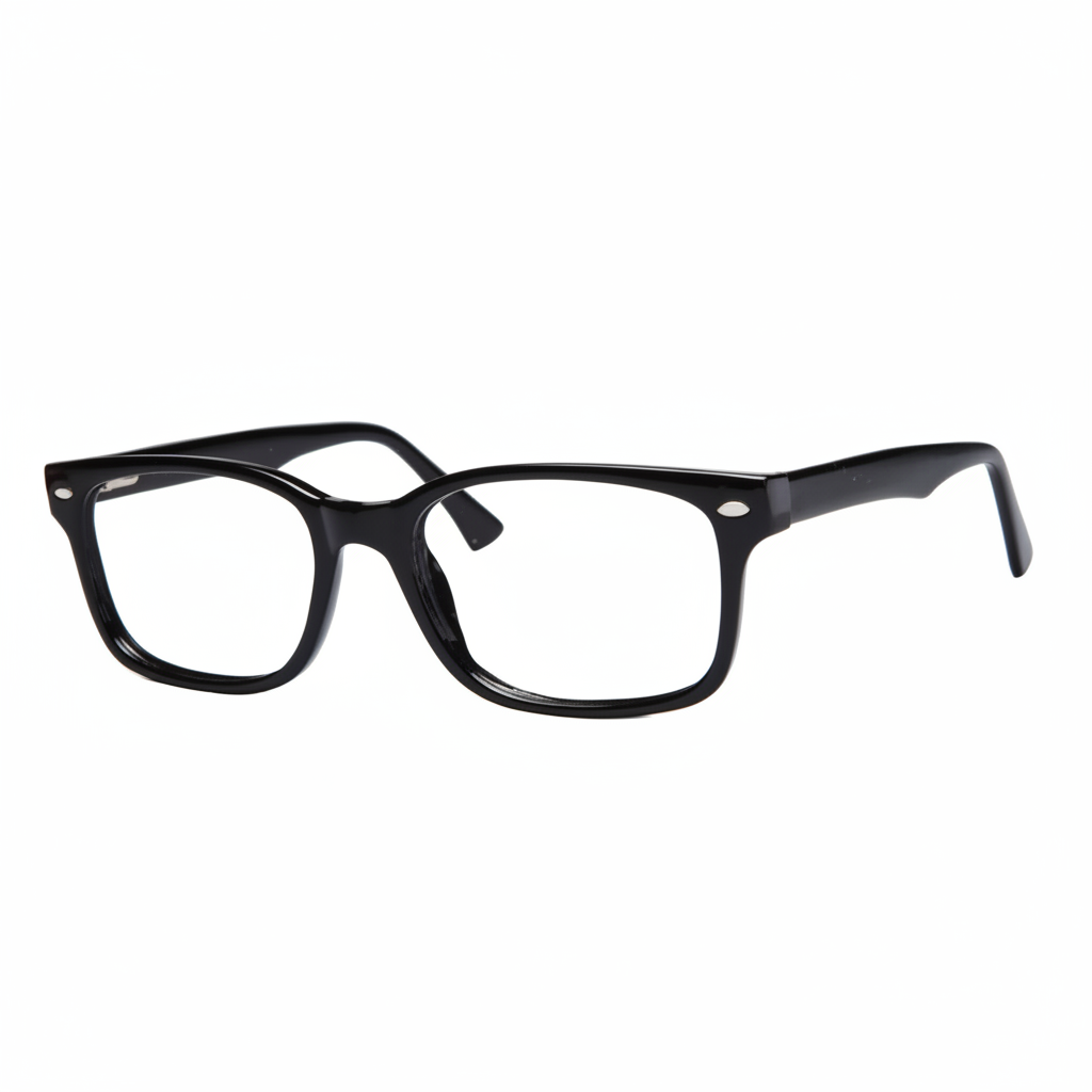 Glossy Black Rectangular Wayfarer Frames 1:1