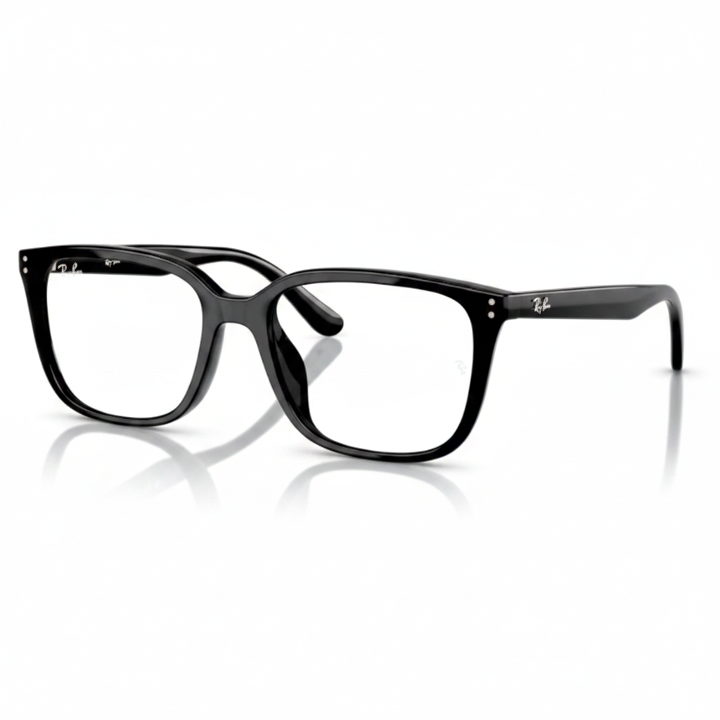 Glossy Black Square Eyeglasses - 1:1