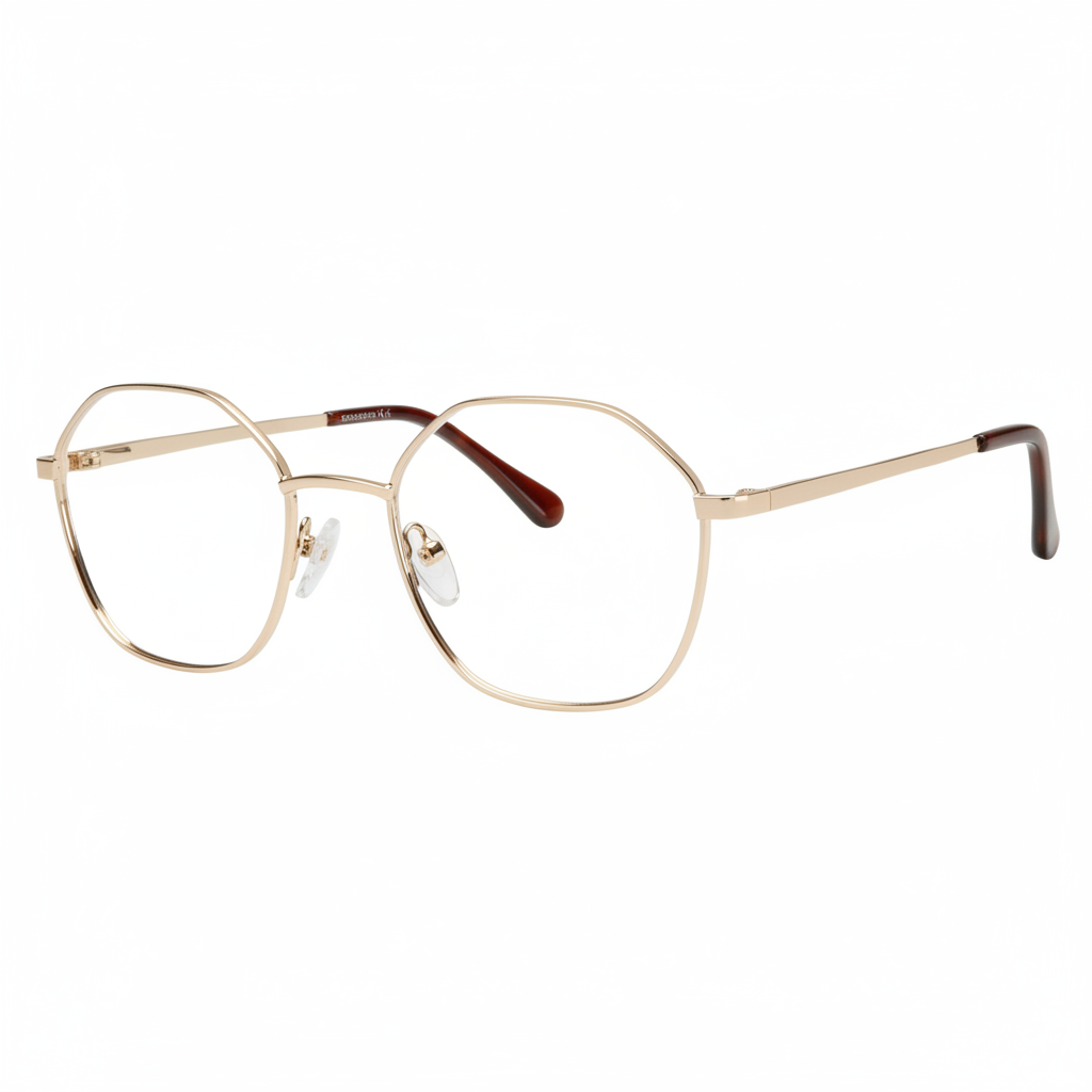 Gold geometric hexagonal eyeglasses 1:1