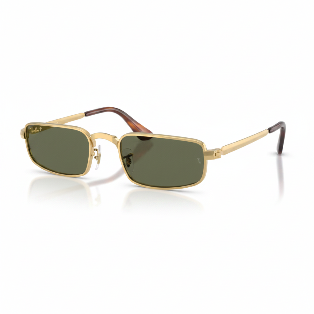 Gold Green Rectangular Sunglasses 1:1