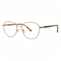 Gold metal round eyeglasses with tortoise temples