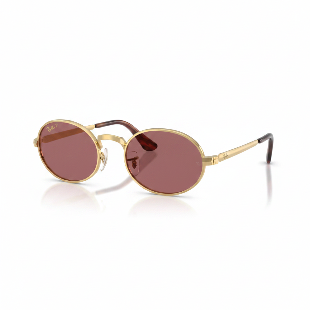 Gold Oval Rose Lens Sunglasses 1:1