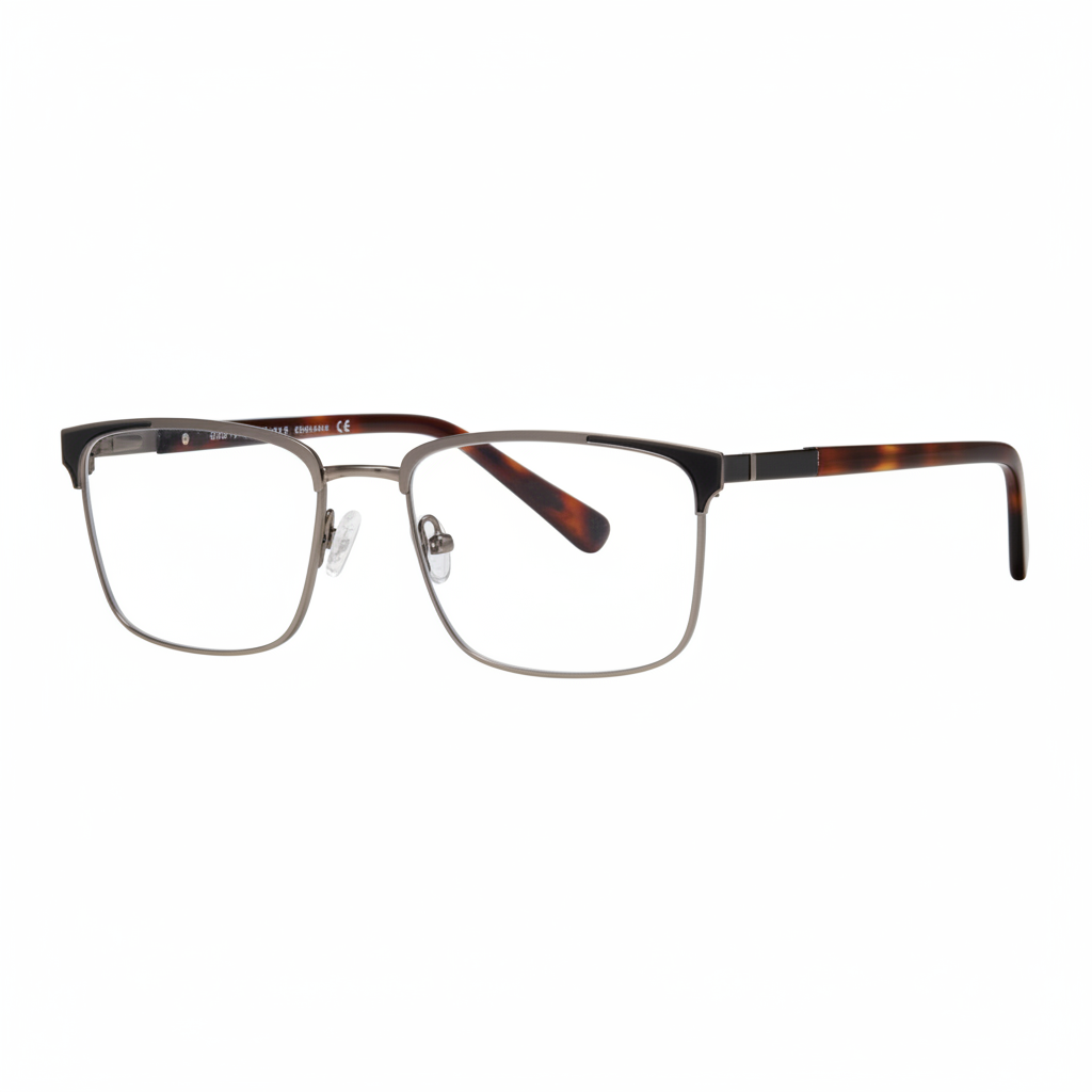Gunmetal and Tortoise Browline Eyeglasses 1:1