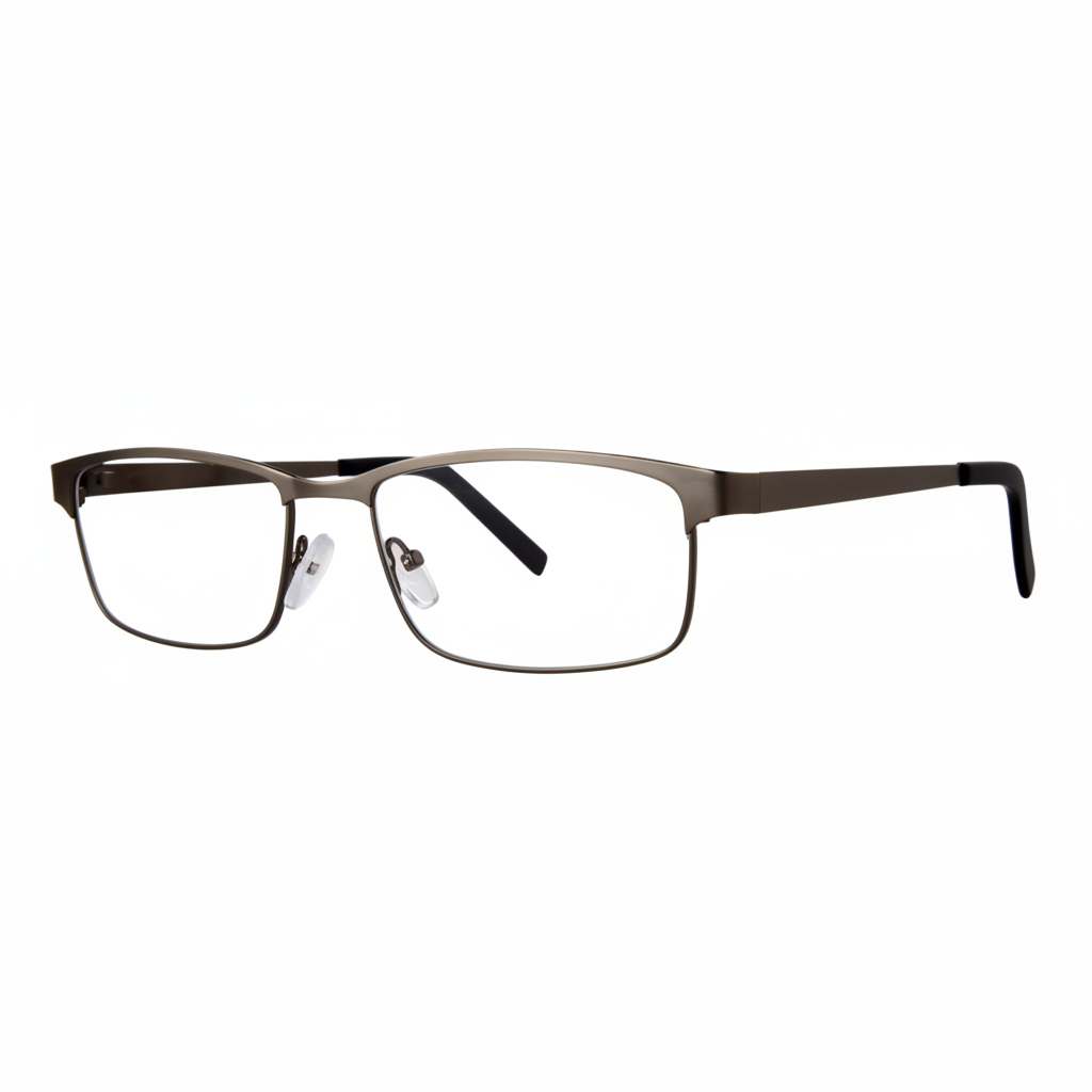 Gunmetal Gray Rectangular Eyeglasses 1:1