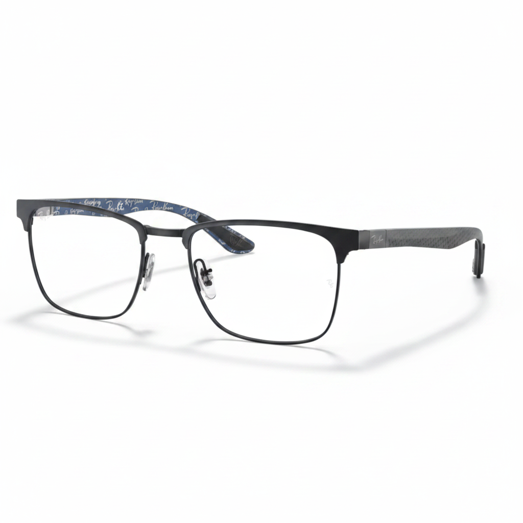 Gunmetal Grey with Blue Carbon Fiber Temple Eyeglasses 1:1
