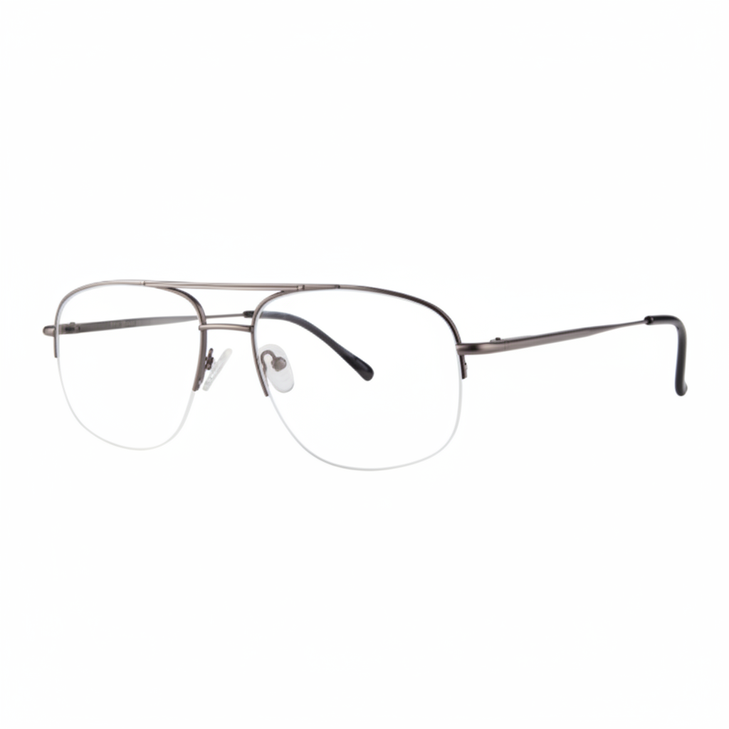 Gunmetal Half-Rim Aviator Double Bridge Eyeglasses 1:1
