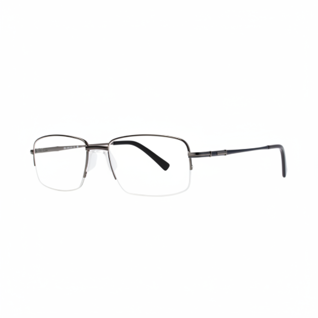Gunmetal Half-Rim Rectangular Eyeglasses 1:1
