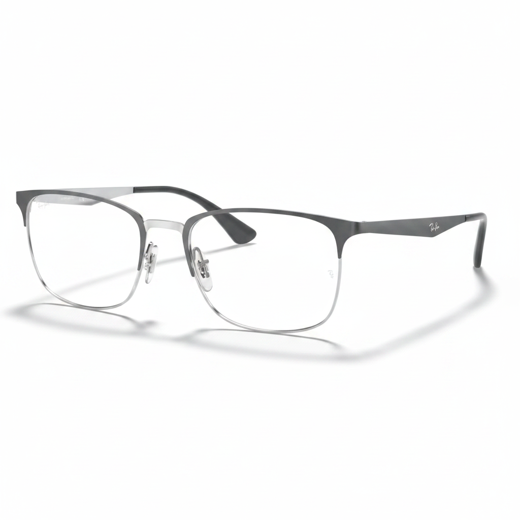 Gunmetal on Silver Rectangular Eyeglasses 1:1
