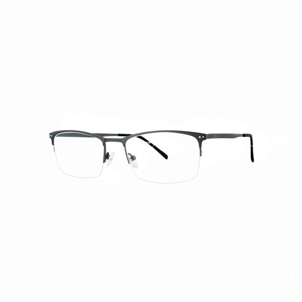Gunmetal Semi-Rimless Eyeglasses 1:1