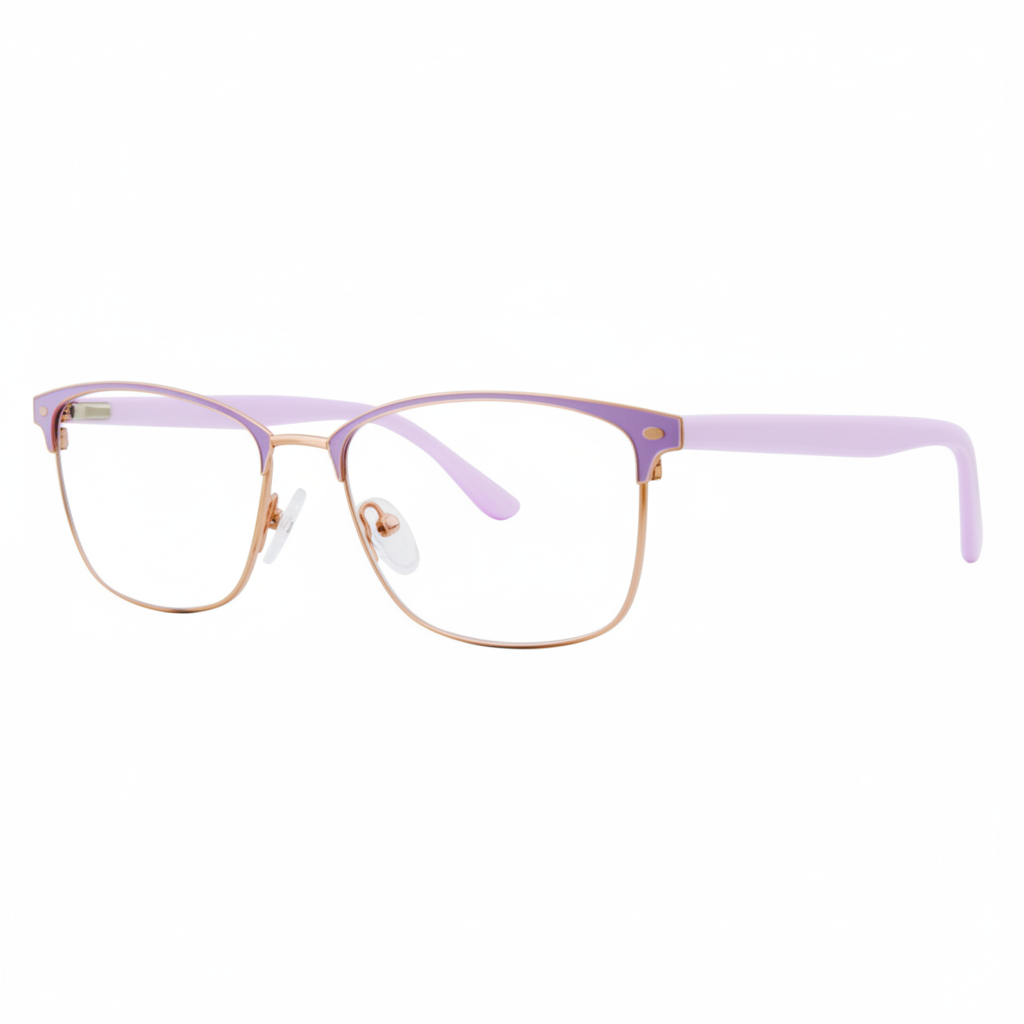 Lavender and rose gold browline eyeglasses